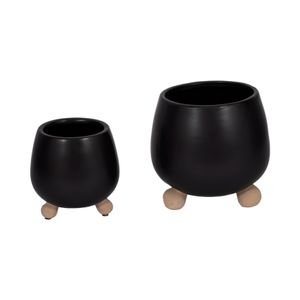 SUTTONOAK SET OF 2 BLACK PLANTER 8 (IN) 1