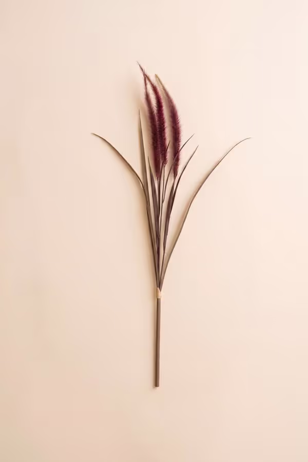Artificial Reed Spray with Burgundy Plumes