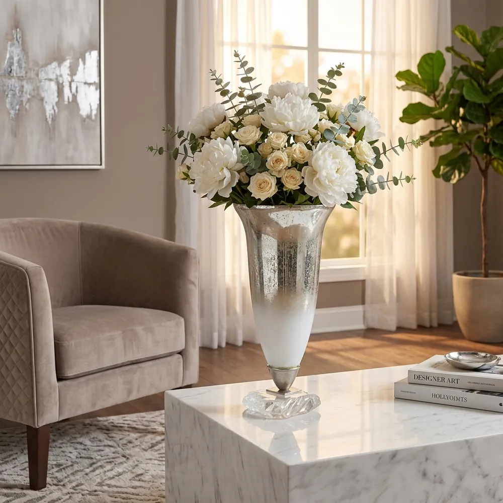 DAMIENVIEW SILVER GLASS VASE 18 (IN)