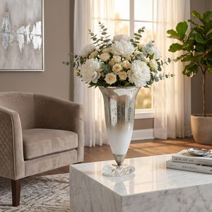 DAMIENVIEW SILVER GLASS VASE 18 (IN) 7