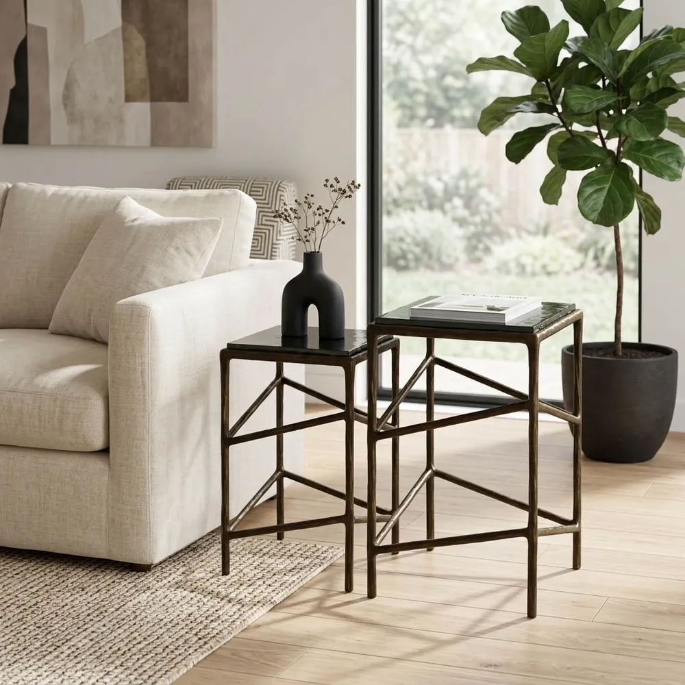 HADWICKBEACH SET OF 2 GOLD TABLE 25 (IN)