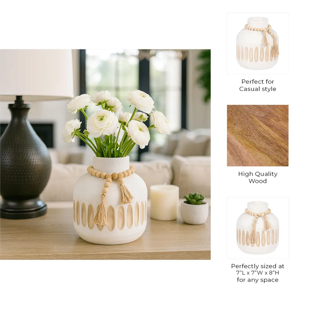 PEARLLAND WHITE VASE 8 (IN)