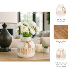 PEARLLAND WHITE VASE 8 (IN) 10