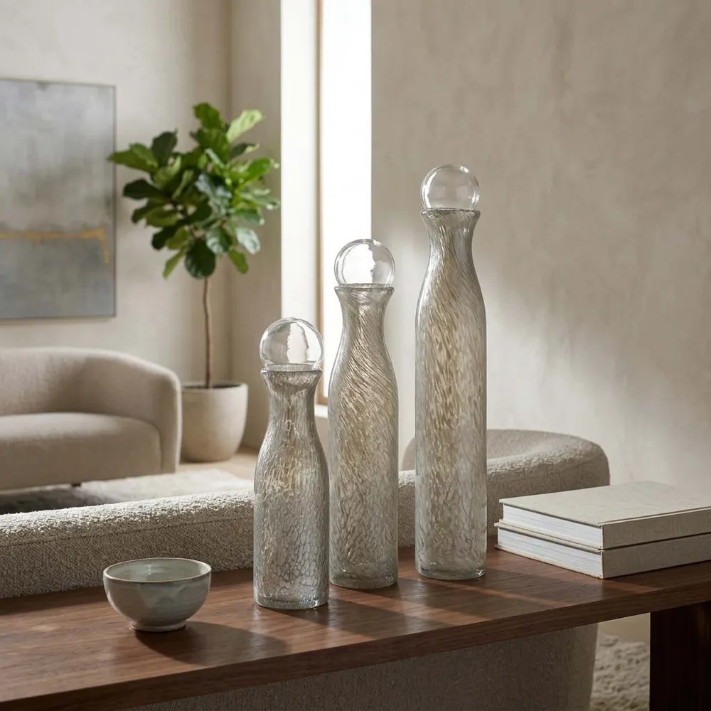 BRYNHAVEN SET OF 3 GRAY GLASS VASES 22 (IN)