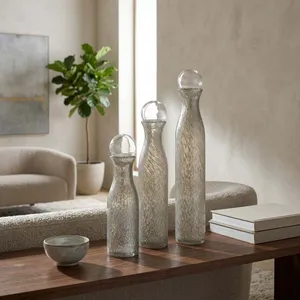 BRYNHAVEN SET OF 3 GRAY GLASS VASES 22 (IN) 13