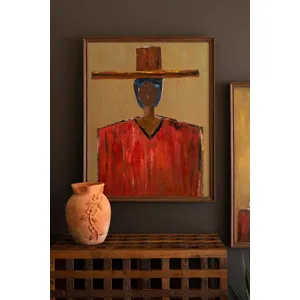 Framed Stylized Man in Hat Painting 1