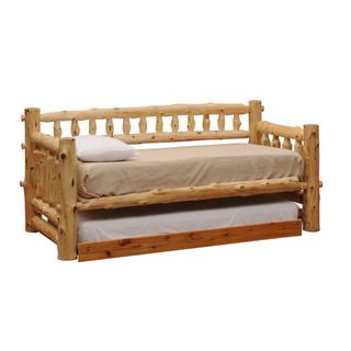 Cedar Log Daybed - with Roll Out Trundle - Vintage  - Includes Slat Roll