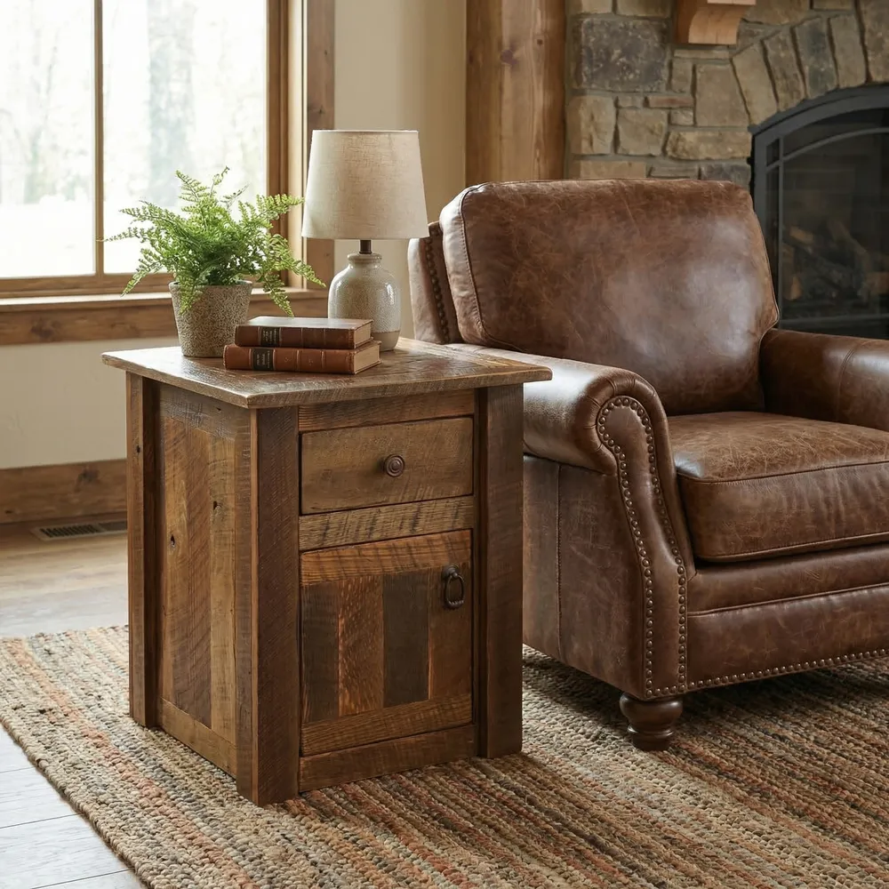 Barnwood Enclosed End Table