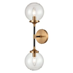 Boudreaux 21'' High 2-Light Sconce - Matte Black with Antique Gold 1