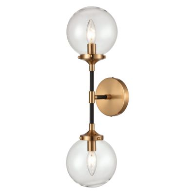 Boudreaux 21'' High 2-Light Sconce - Matte Black with Antique Gold