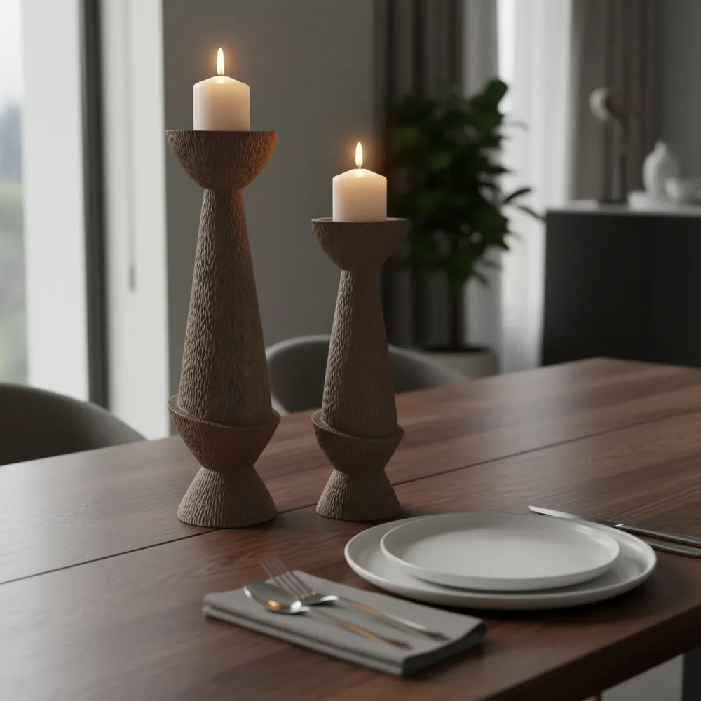 VALECLIFF SET OF 2 TAN CANDLE HOLDER 20 (IN)