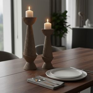 VALECLIFF SET OF 2 TAN CANDLE HOLDER 20 (IN) 11