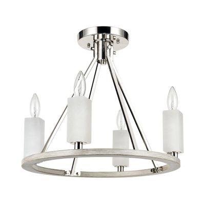 White Stone 18″ Wide 4-Light Semi Flush Mount - Polished Nickel