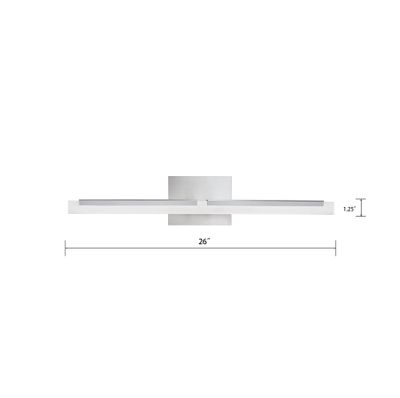 Double L 26″ Wide Integrated LED Vanity Light - Brushed Nickel