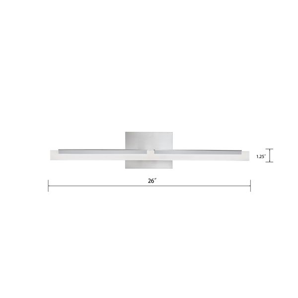 Double L 26'' Wide Integrated LED Vanity Light - Brushed Nickel