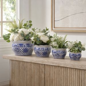 ELTONVIEW SET OF 4 BLUE PLANTER 8 (IN) 10