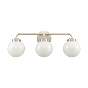 Fairbanks 22.75″ Wide 3-Light Vanity Light - Brushed Nickel and Opal 2