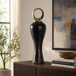 THORNTON BLACK GLASS VASE 34 (IN) 11
