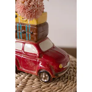 Red Ceramic Car with Luggage Planter 3