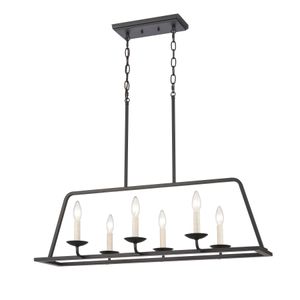 Ellisville 34'' Wide 6-Light Chandelier - Matte Black 1
