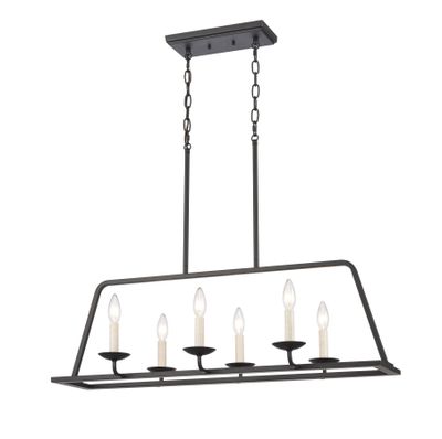 Ellisville 34'' Wide 6-Light Chandelier - Matte Black