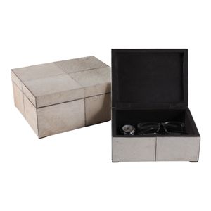 ESSEXLAND SET OF 2 IVORY BOXES 6 (IN) 3