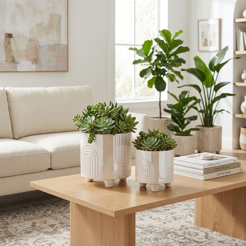 JASPERWAY SET OF 2 IVORY PLANTER 8 (IN)