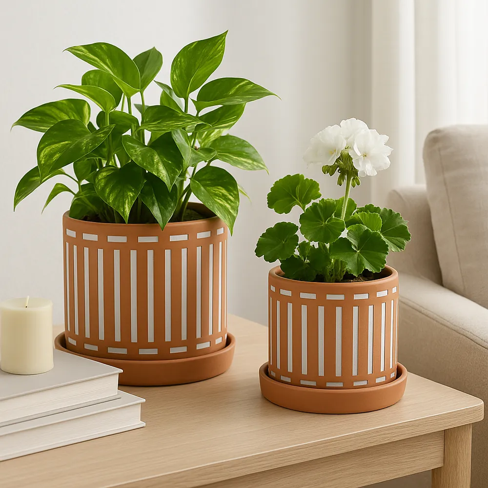 SHAYPORT SET OF 2 ORANGE PLANTER 8 (IN)