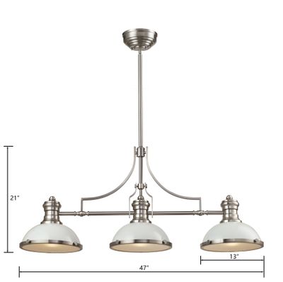 Chadwick 47″ Wide 3-Light Linear Chandelier - Satin Nickel with Gloss White