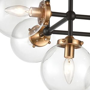 Boudreaux 26'' Wide 6-Light Semi Flush Mount - Matte Black with Antique Gold 3