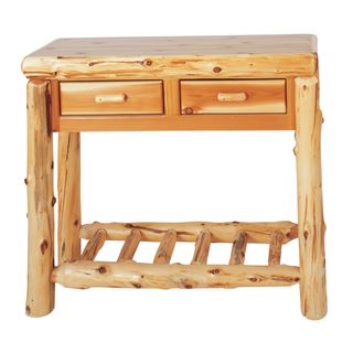 Cedar Log Two Drawer Sofa Table - Coffee