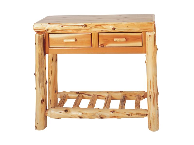Cedar Log Two Drawer Sofa Table - Coffee 2