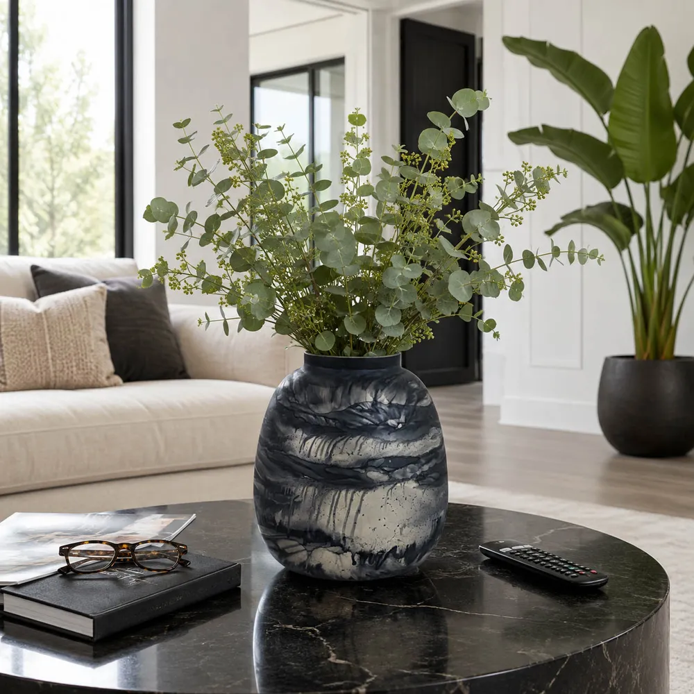CLYDEBURN BLUE GLASS VASE 13 (IN)