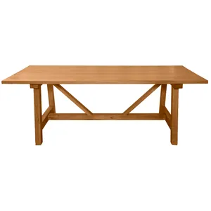 Heritage Oak Millwright Saw Horse Dining Table - 60"L x 42"W x 30"H 5