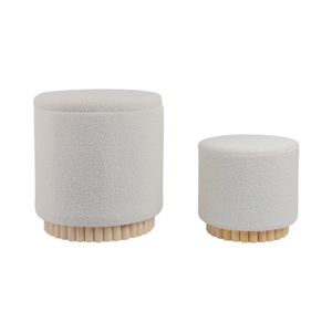 CALRUN SET OF 2 WHITE OTTOMANS 20 (IN) 5