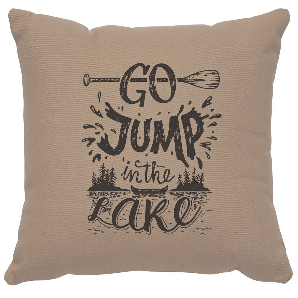 Image Pillow - Jump in Lake - Cotton Alabaster