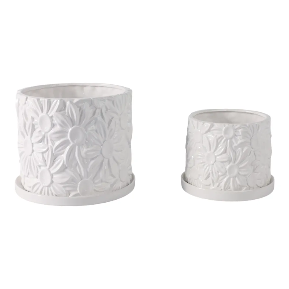 BOWENHAVEN SET OF 2 WHITE PLANTER 7 (IN)