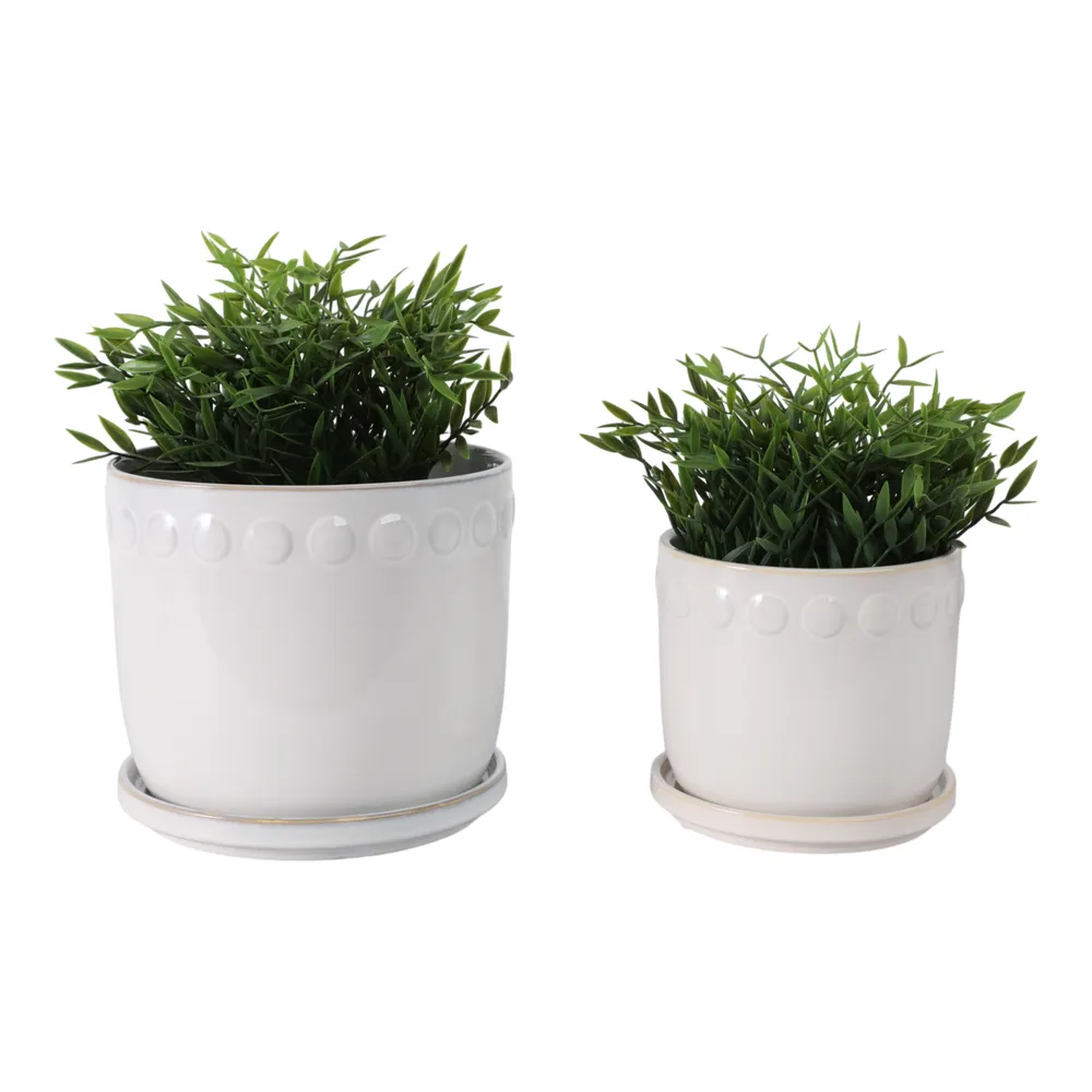 LINTONMORE SET OF 2 WHITE PLANTER 8 (IN)