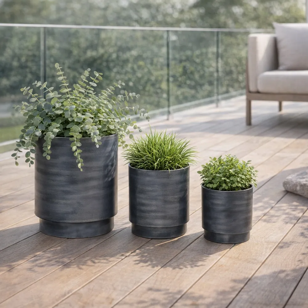 COVECLIFF SET OF 3 GRAY PLANTER 13 (IN)