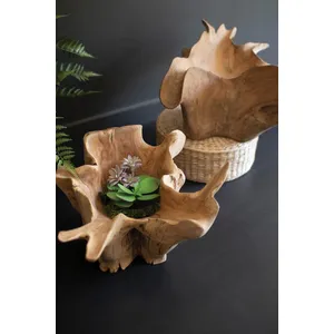 Blooming Hand-Carved Teak Root Bowl 3