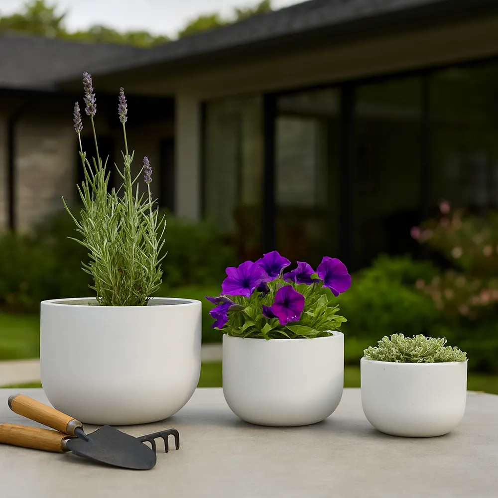 KIRA SET OF 3 WHITE PLANTER 11 (IN)