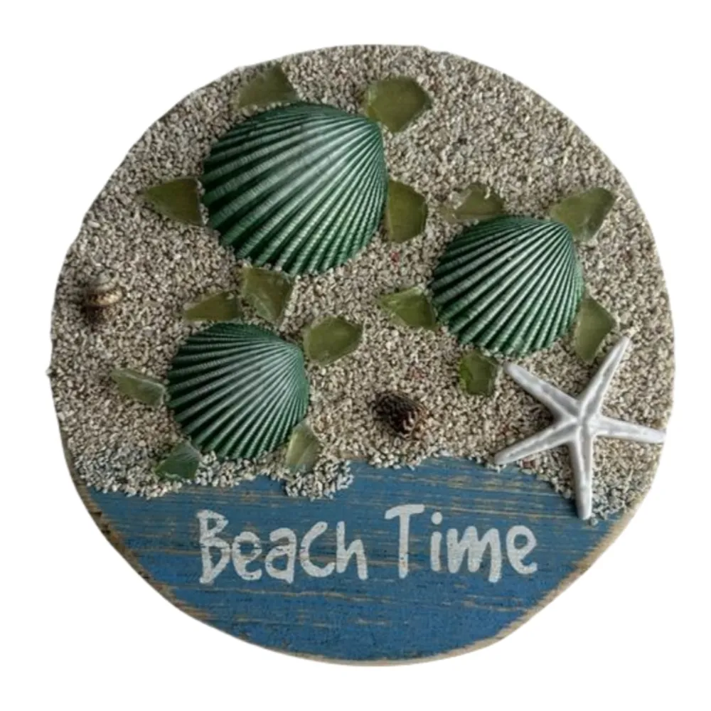 5" BEACH TIME WALL PLAQUE WITH TURTLES