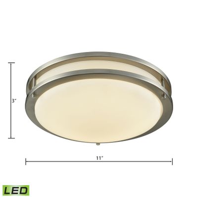 Clarion 11'' Wide Integrated LED Flush Mount - Brushed Nickel with a White Glass Diffuser