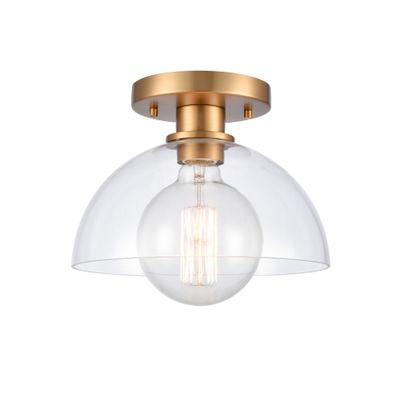 Julian 10″ Wide 1-Light Semi Flush Mount - Brushed Gold