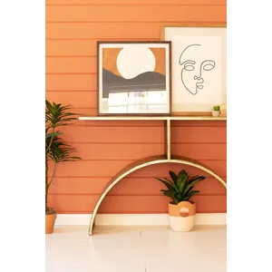 Antique Brass Console Table with Arched Base 3