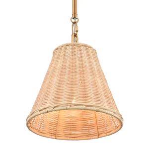 Rydell 9'' Wide 1-Light Mini Pendant - Brushed Gold and Rattan 4
