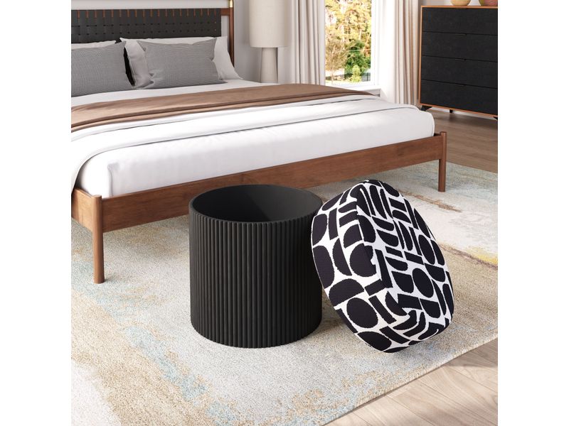 Boto Storage Ottoman Black & White 11