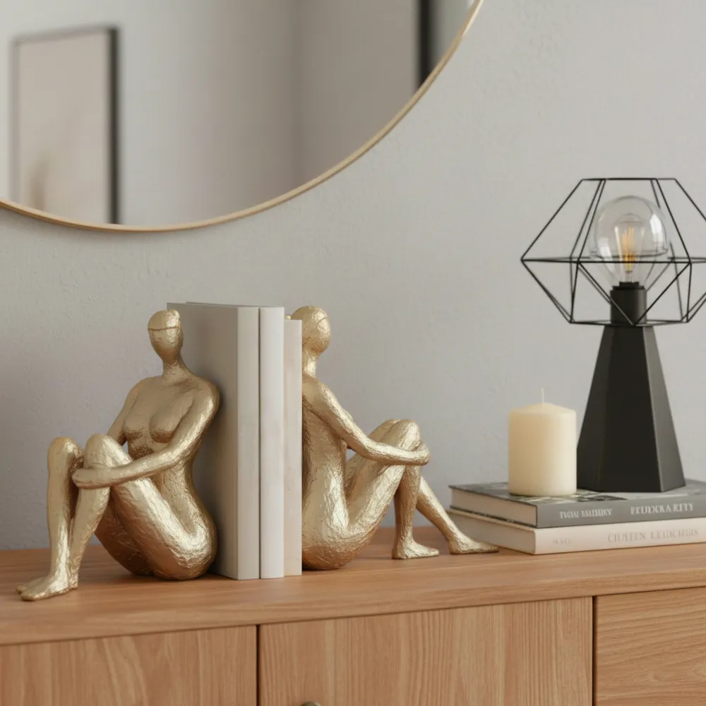DOUGALPARK SET OF 2 GOLD BOOKENDS 8 (IN)