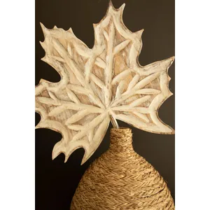 Hand-Carved Paulownia Wood Maple Leaf Wall Art 2