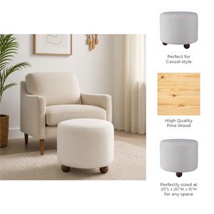 BAKERGROVE IVORY OTTOMAN 18 (IN) 10